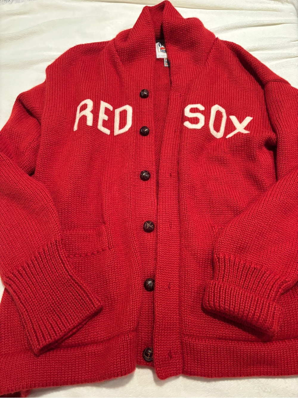 Cooperstown Collection Vintage Red 'Red Sox' Shawl Collar Cardigan